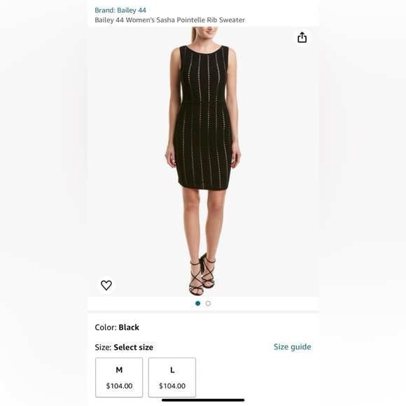 Bailey 44 Women's Sasha Pointelle Rib Sweater Sz Medium Black Bodycon Mini Dress - Picture 6 of 8